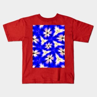 Cute Blue Floral Pattern Kids T-Shirt